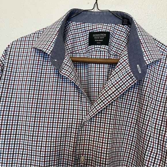 Nordstrom Men's Shop non iron plaid long sleeve button down shirt size 17 - Picture 1 of 12